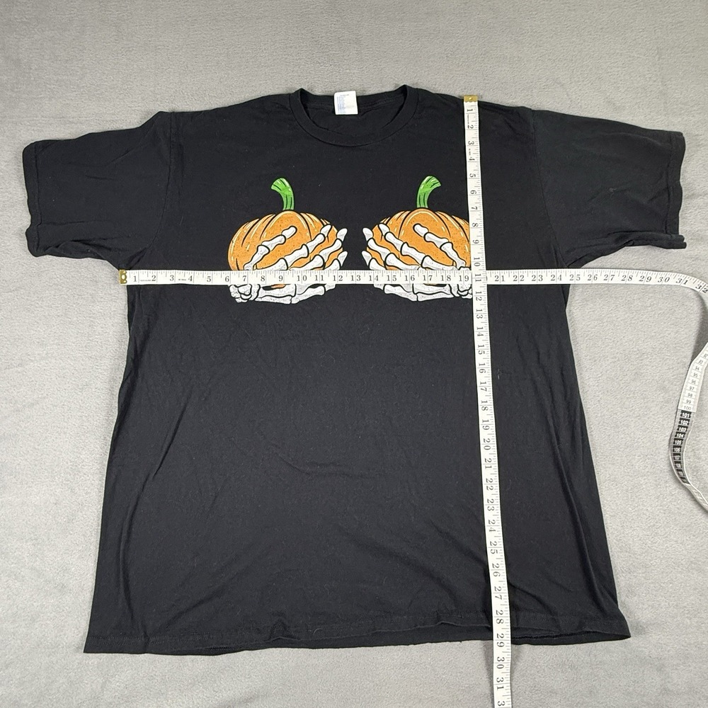 Halloween T-shirt Pumpkin Boobs‎ Skeleton Hands Funny Black 2Xl - Picture 2 of 5